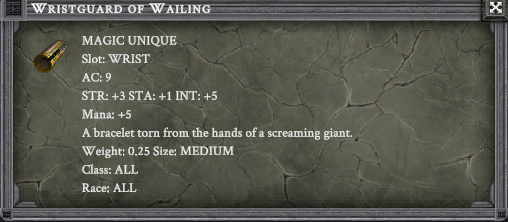 WRISTGUARD OF WAILING item card